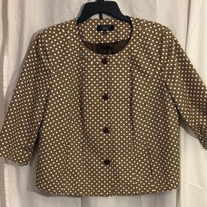 Talbots Women's Patterned Blazer in Cream and Brown